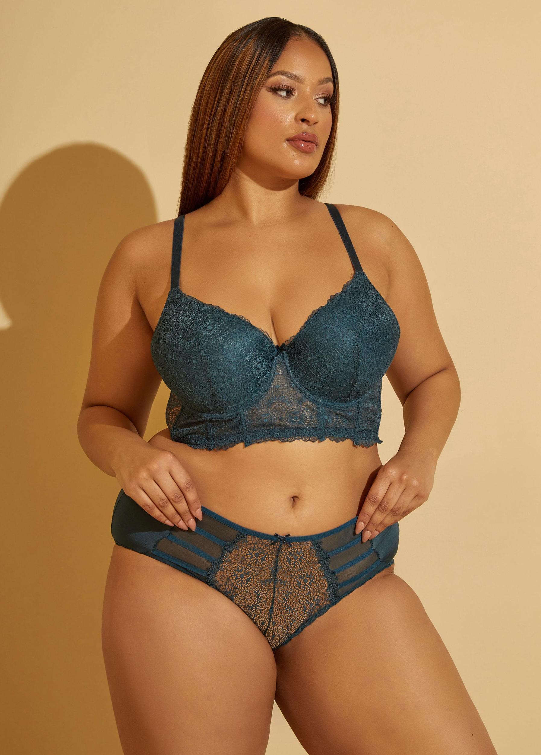 Mesh Paneled Lace Bustier Set Product Image