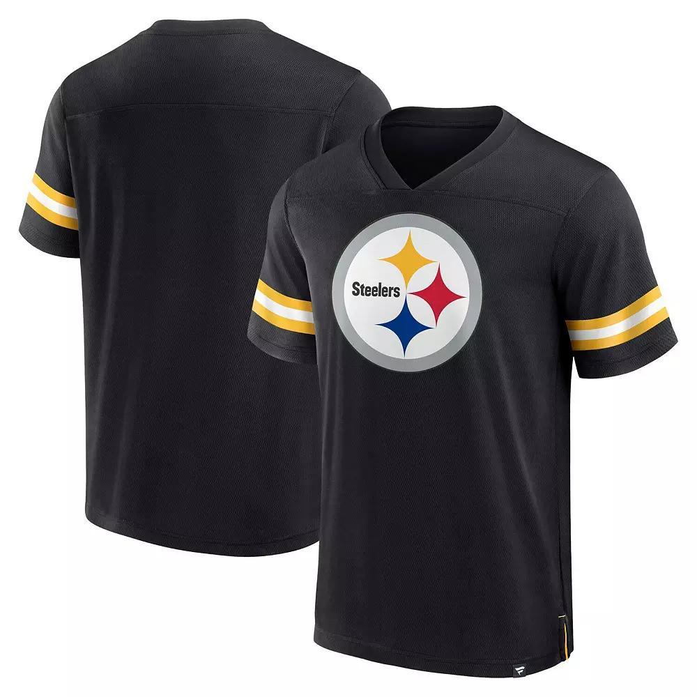 Men's Fanatics Branded  Black Pittsburgh Steelers Jersey Tackle V-Neck T-Shirt, Size: Large Product Image