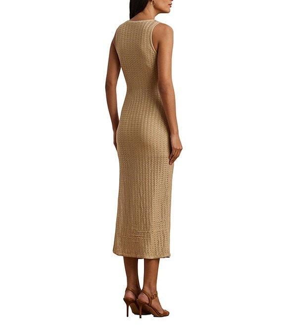 Lauren Ralph Lauren Stretch Knit Crew Neck Sleeveless Side Slit Midi Dress Product Image