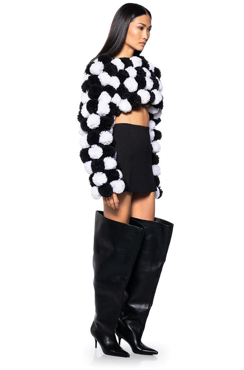 CROPPED POM POM CARDIGAN Product Image