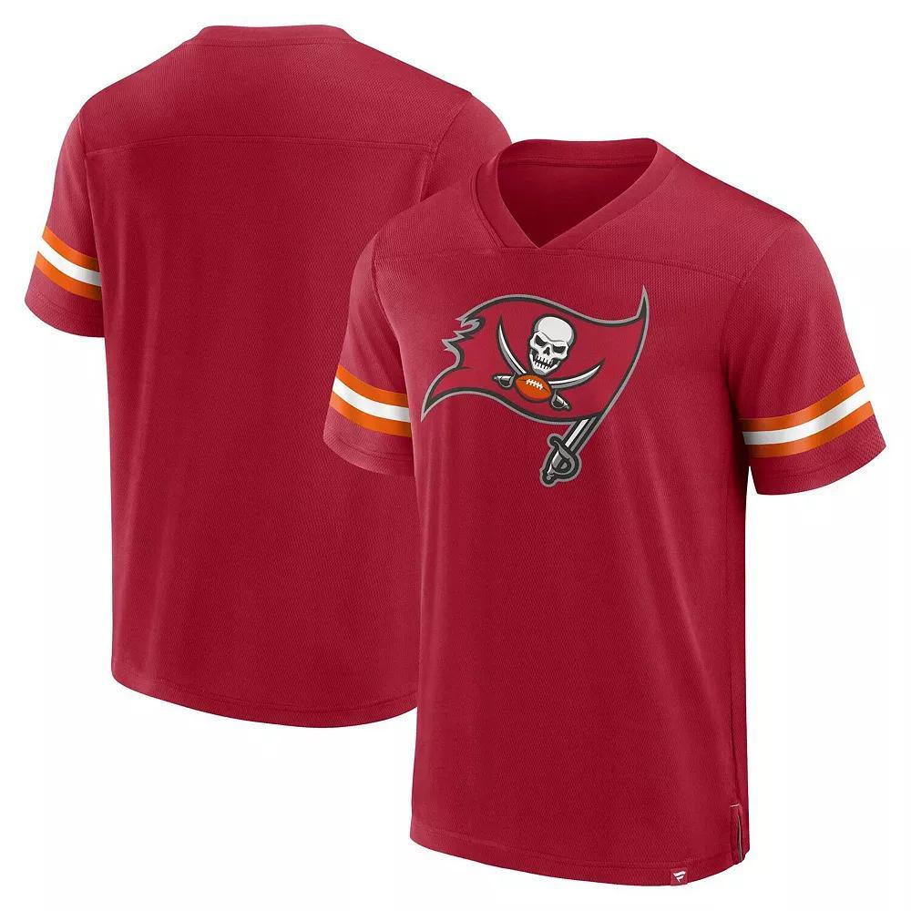 Men's Fanatics Branded  Red Tampa Bay Buccaneers Jersey Tackle V-Neck T-Shirt, Size: 3XL Product Image