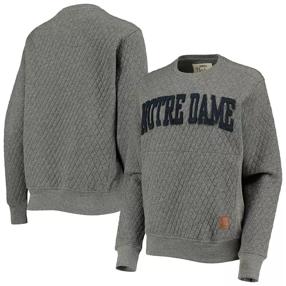 Women's Pressbox Heather Charcoal Notre Dame Fighting Irish Moose Quilted Pullover Sweatshirt, Size: Small, Grey Product Image