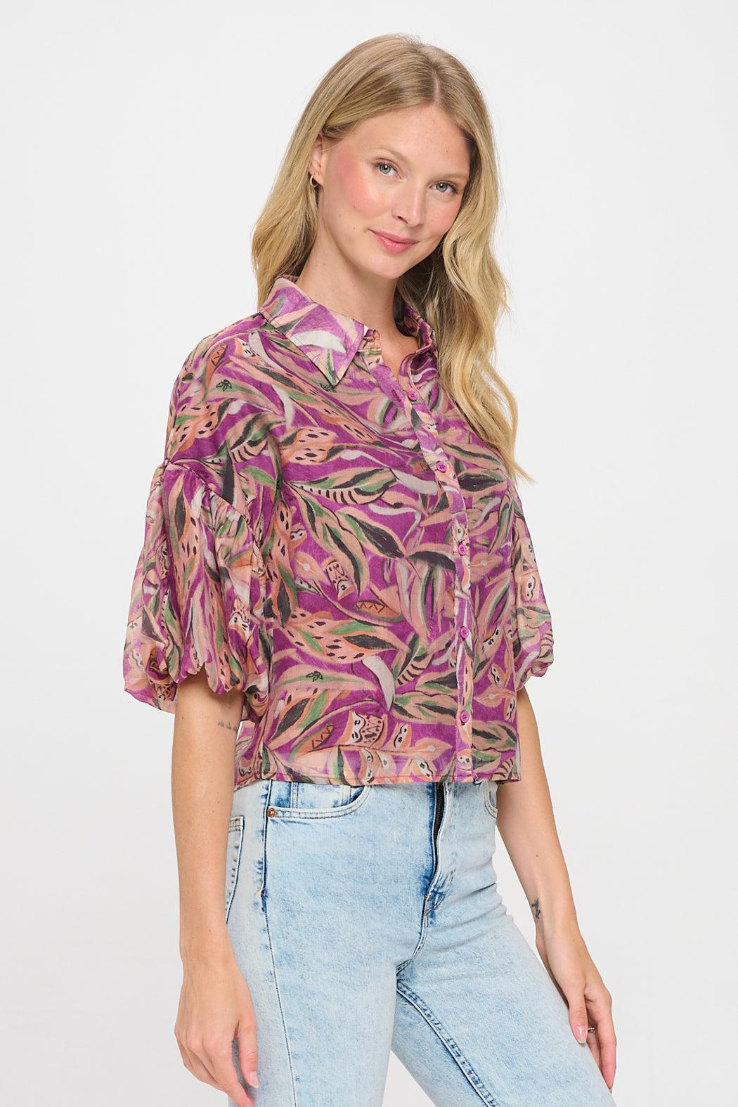Autumn Leaves Mauve Maya Top Product Image