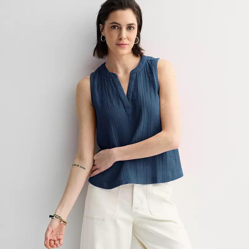 Petite Sonoma Goods For Life® Easy Soft Gauze Top, Women's, Size: Small Petite, Blue Beauty Product Image