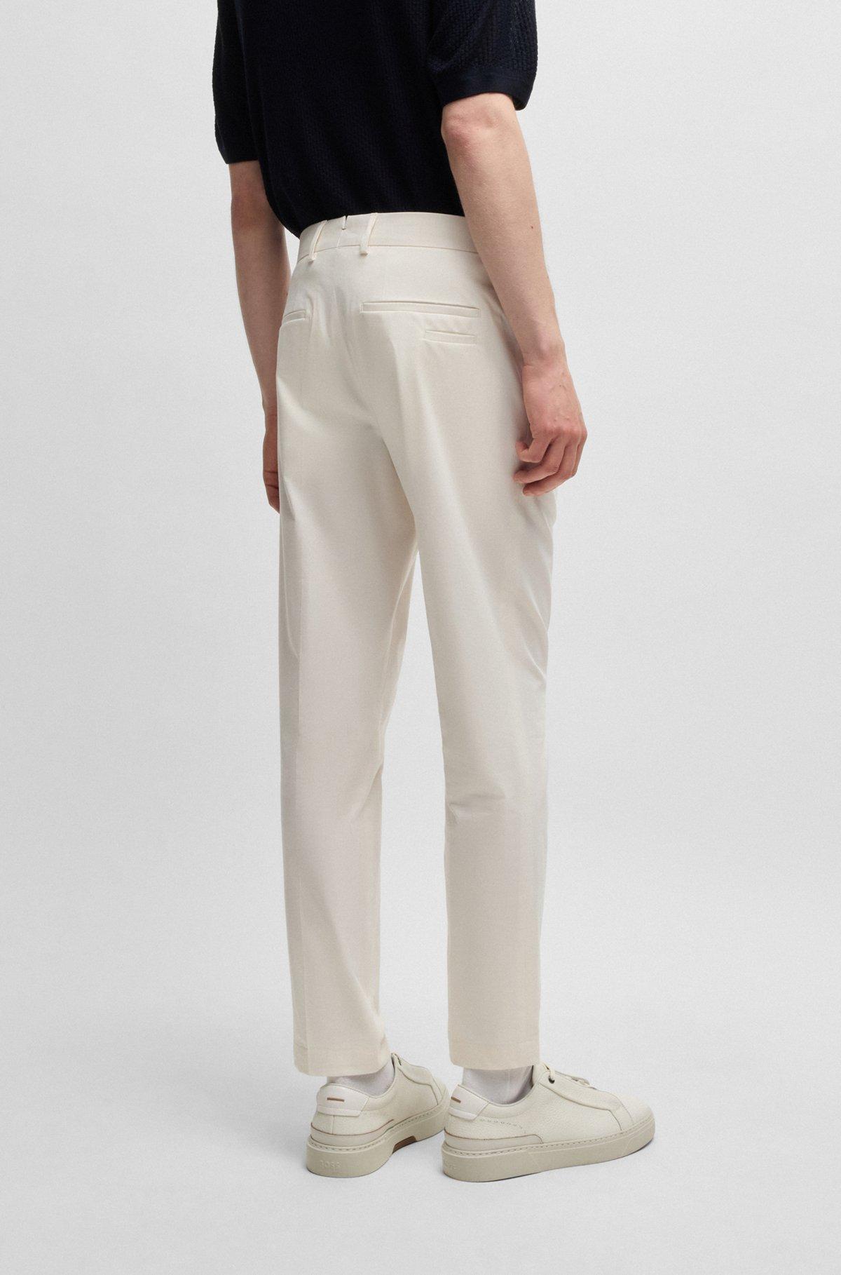 Slim-fit trousers in stretch cotton with silk Product Image