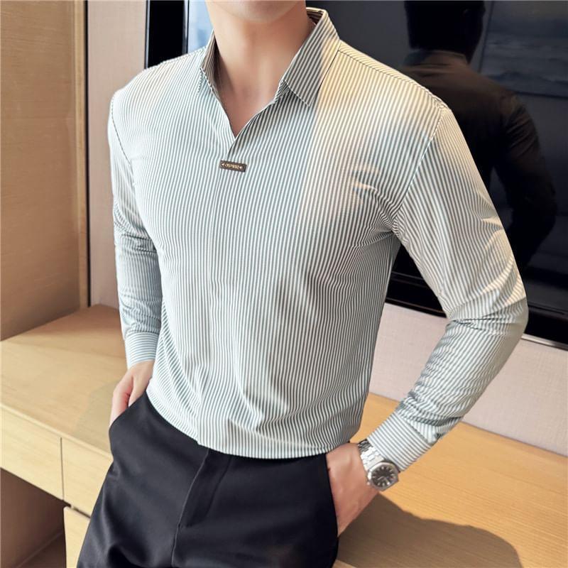 Long-Sleeve Striped Shirt Product Image