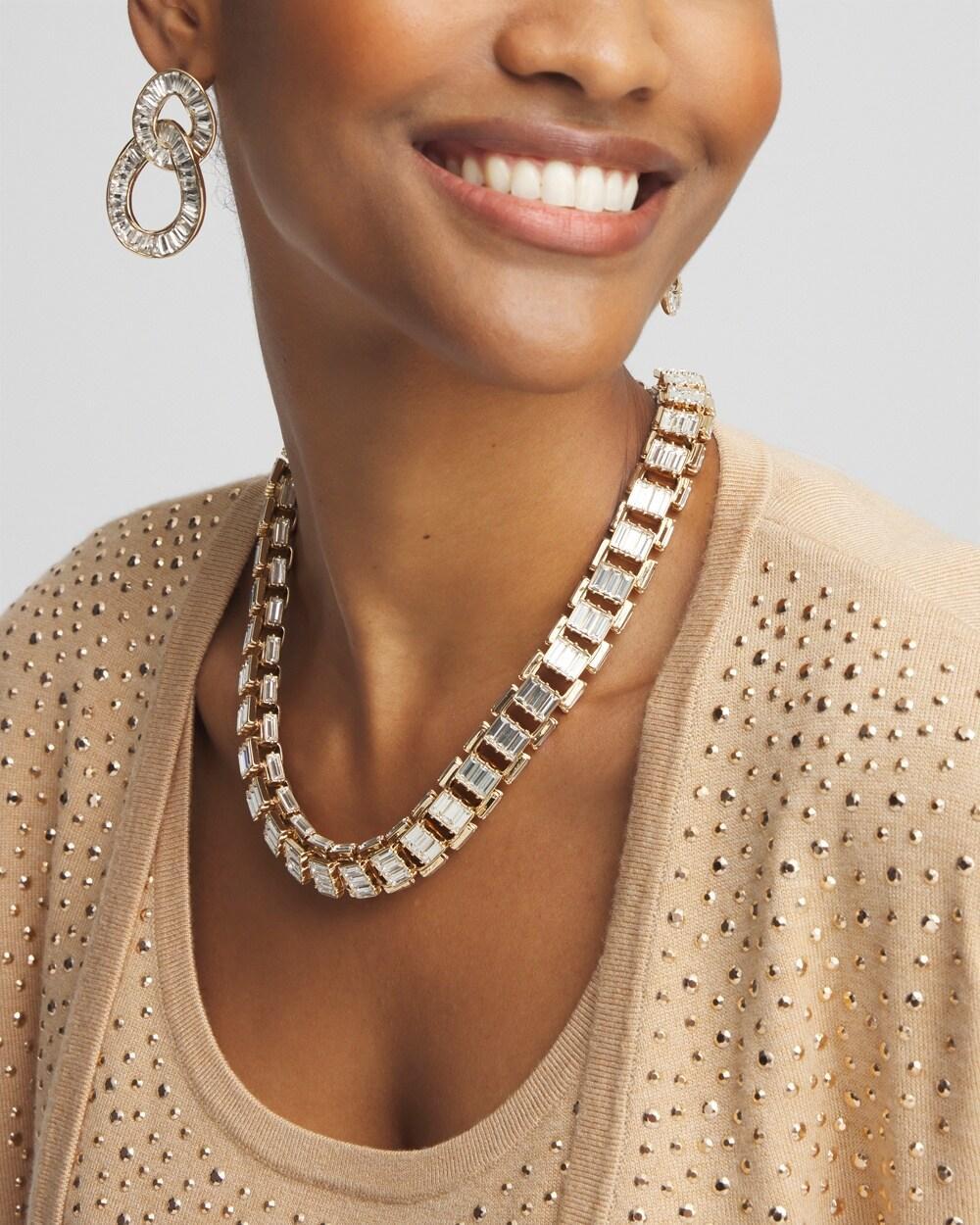 Gold Tone Baguette Collar Necklace Product Image