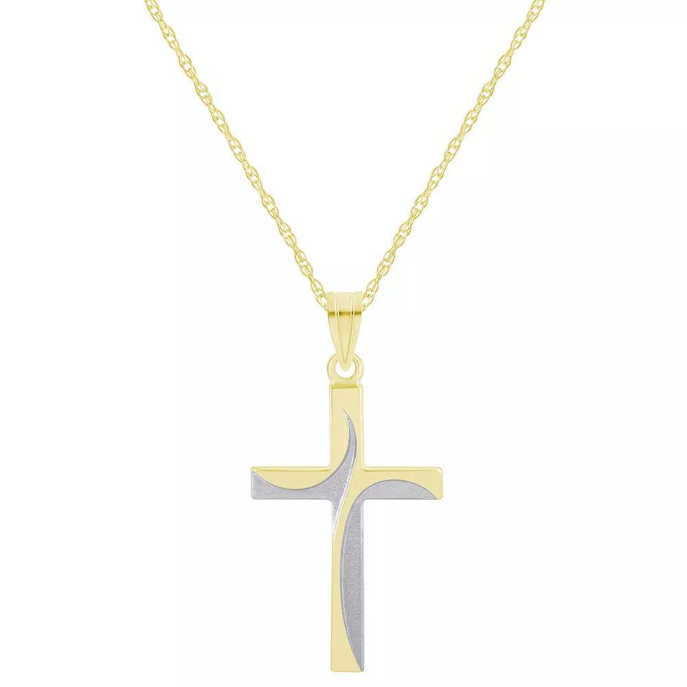 Two Tone 14k Gold Cross Pendant Necklace, Women's, Size: 18", 14k 2 Tone Product Image