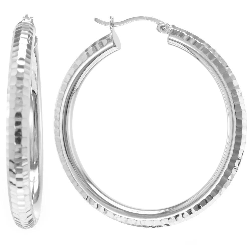 Judy Crowell Sterling Silver Textured Hoop Earrings, Women's Product Image
