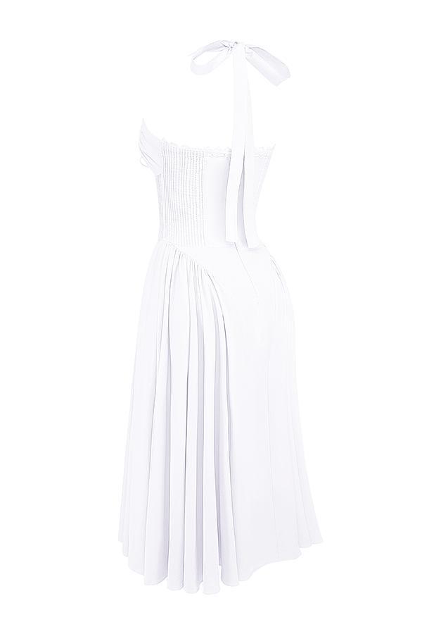 Adabella White Cotton Halter Sundress Product Image