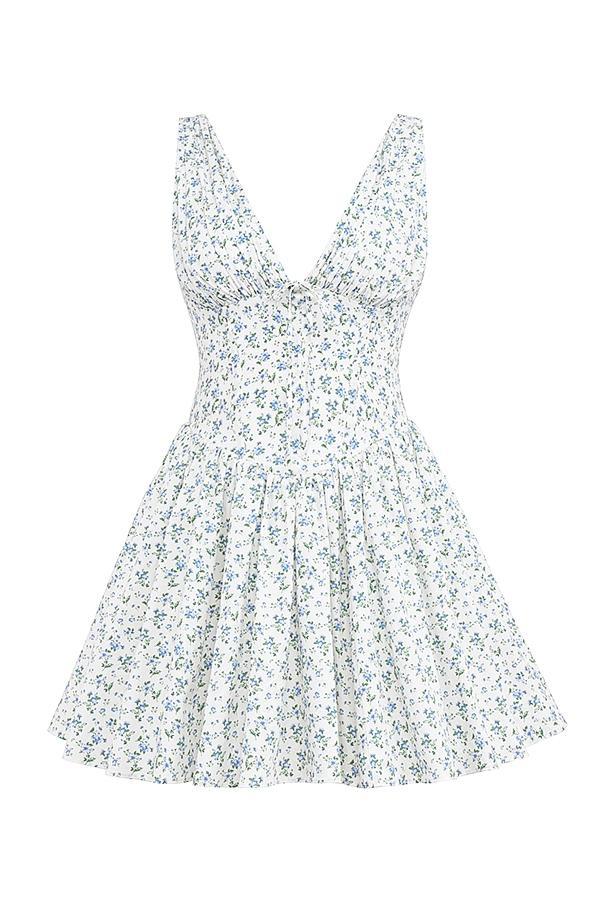 Fabrizia  white bluebell print corset mini dress Product Image