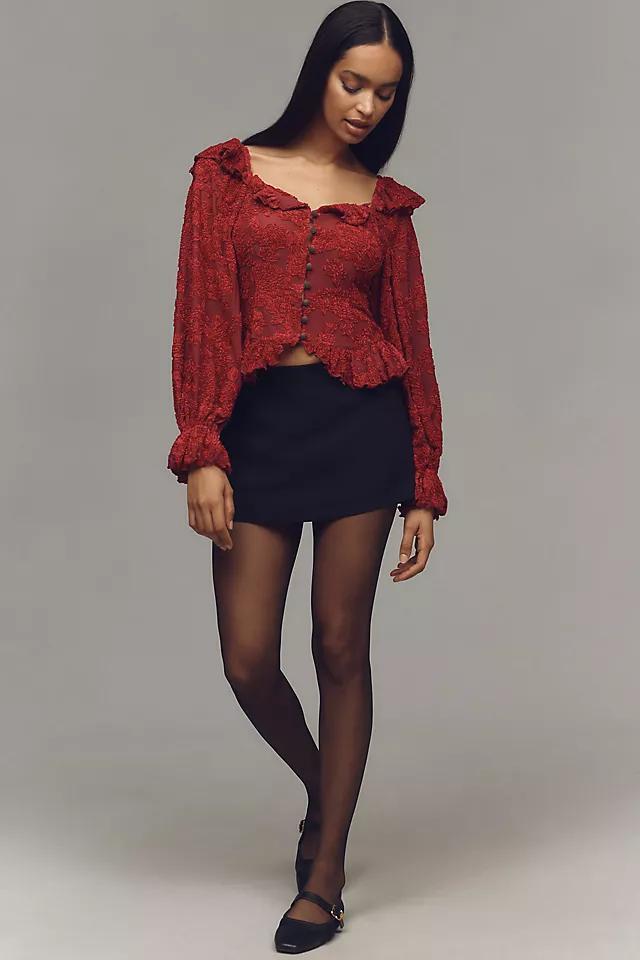 By Anthropologie Velvet Burnout Peasant Top Product Image
