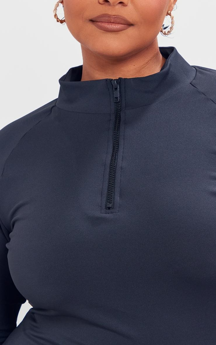 Plus Black Long Sleeve Zip Up Sports Top Product Image