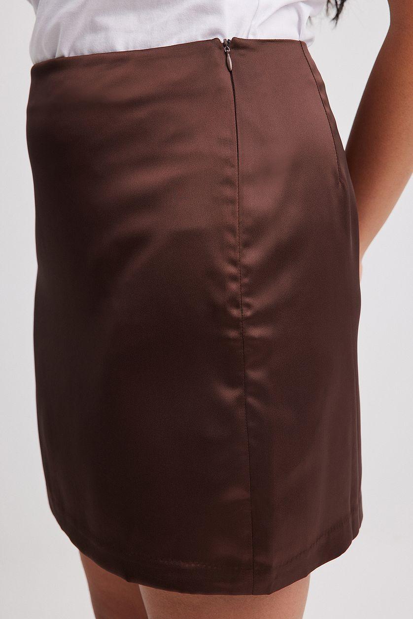 Fitted High Waist Mini Satin Skirt Product Image