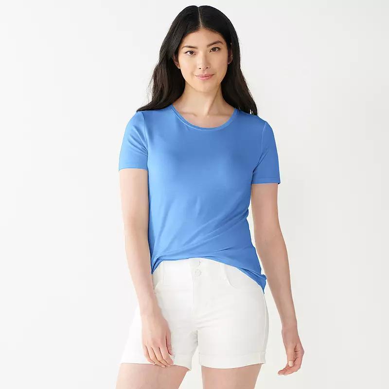Petite Nine West Essential Crewneck Tee, Women's, Size: Small Petite, Bittersweet Brown Product Image