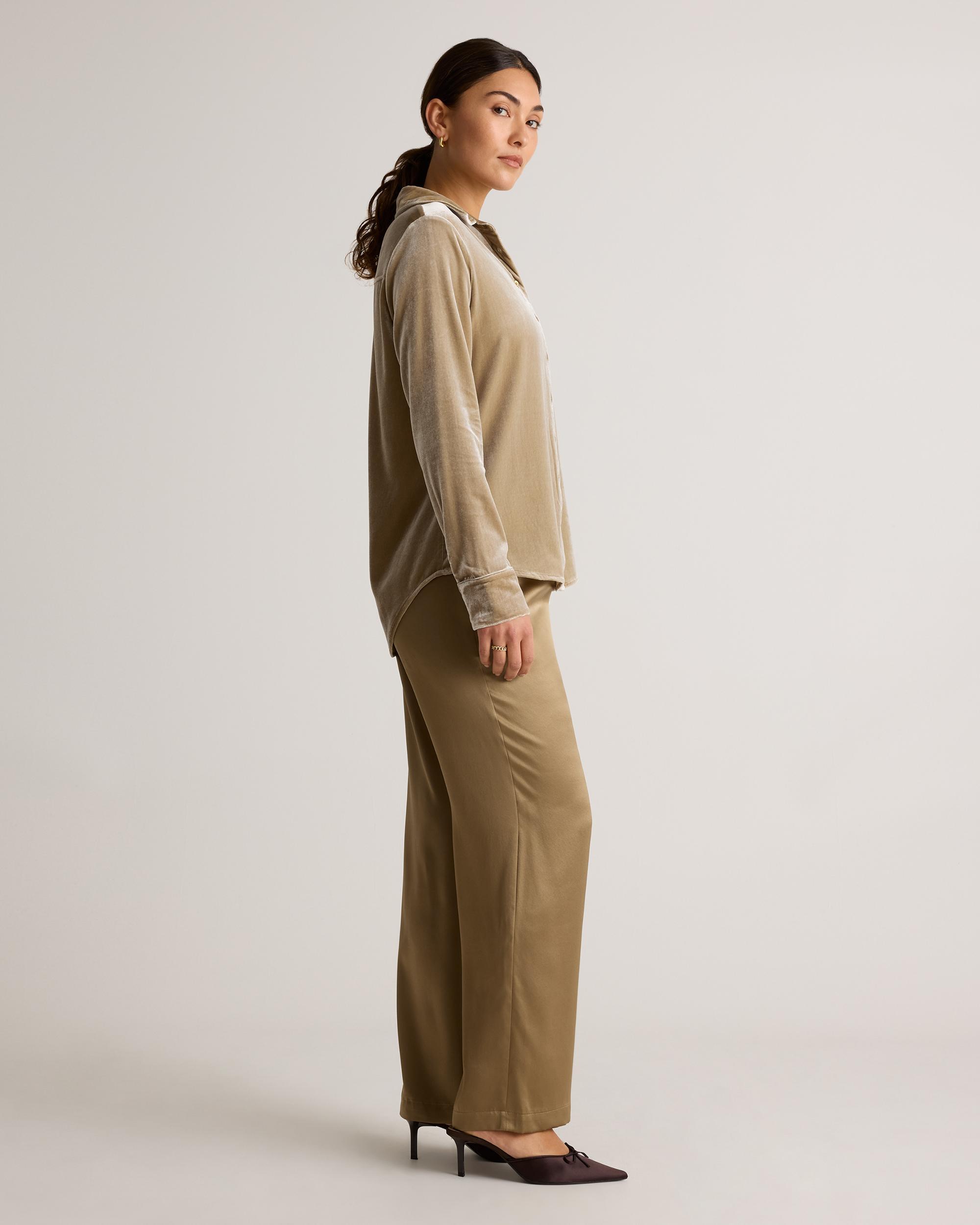 Quince | Women's Stretch Silk Velvet Long Sleeve Shirt Product Image