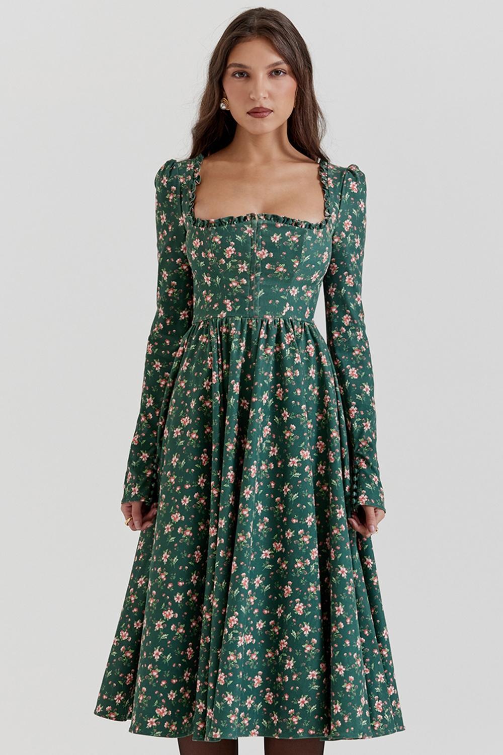 Delia Green Floral Print Midi Dress Product Image
