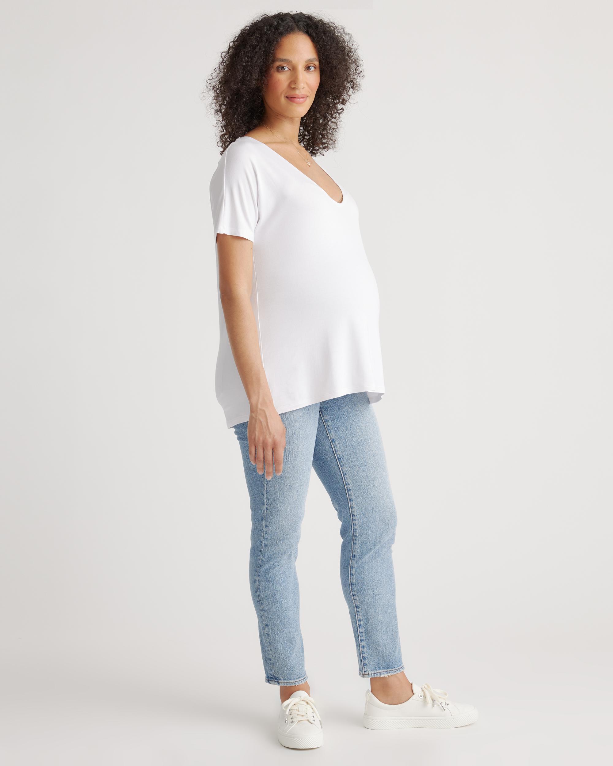Quince | Women's Bamboo Jersey Maternity V-Neck T-Shirt Product Image