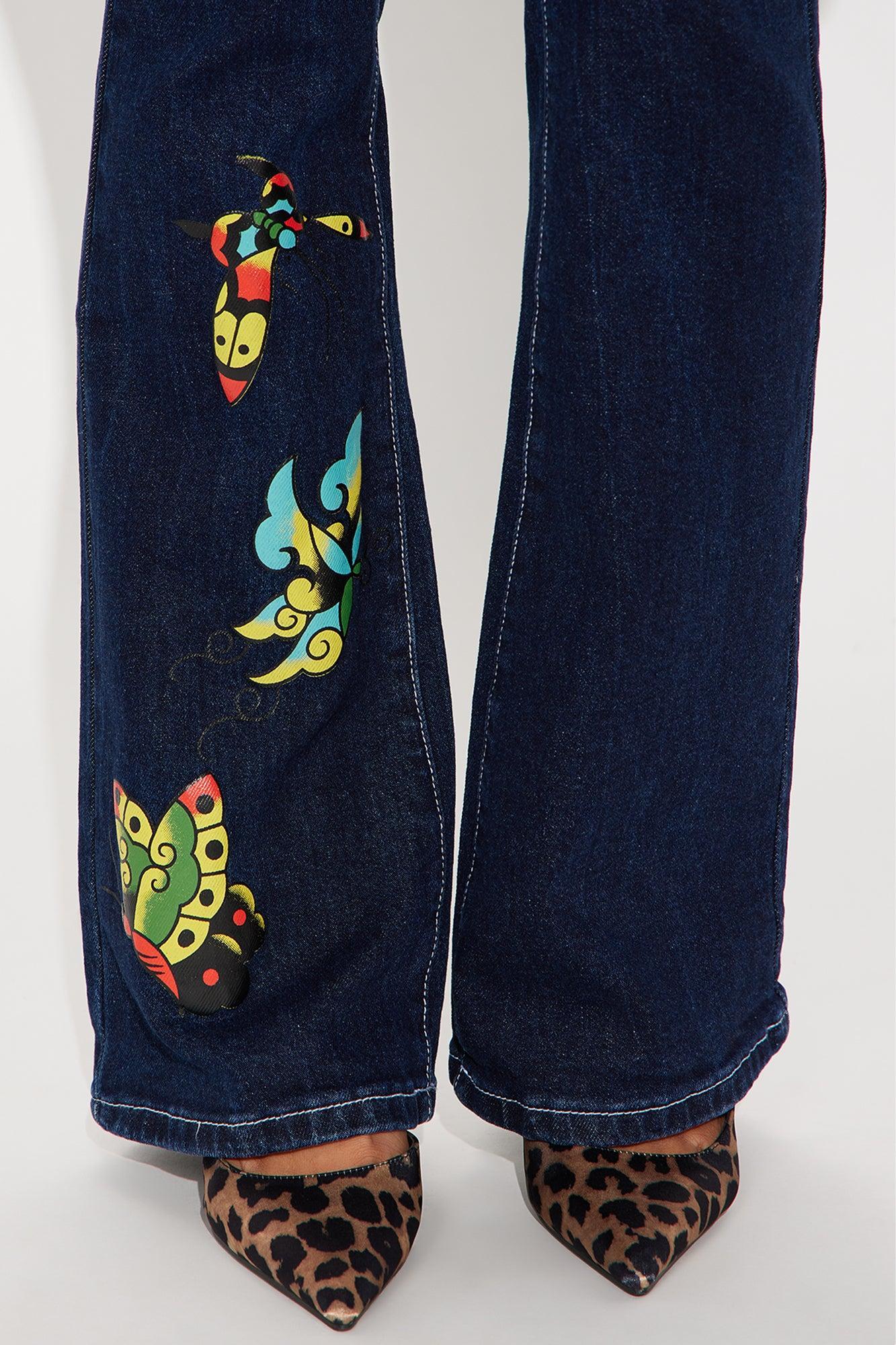 Ed Hardy Butterflies Bootcut Jeans - Medium Wash Product Image