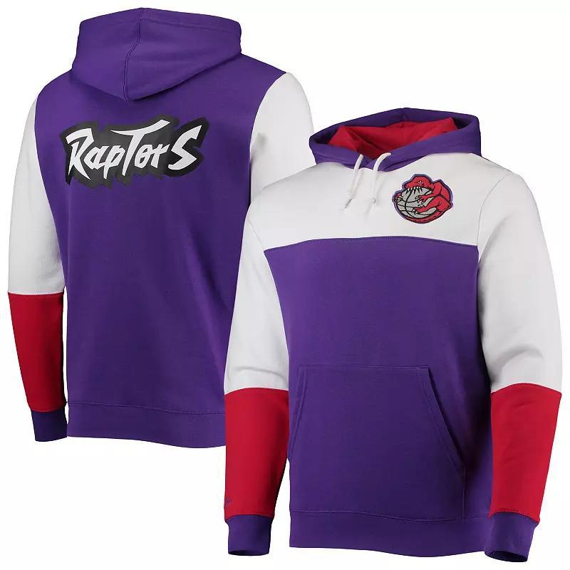 Men's Mitchell & Ness Purple Toronto Raptors Hardwood Classics Fusion 2.0 Colorblock Pullover Hoodie, Size: Large, Rpt Purple Product Image