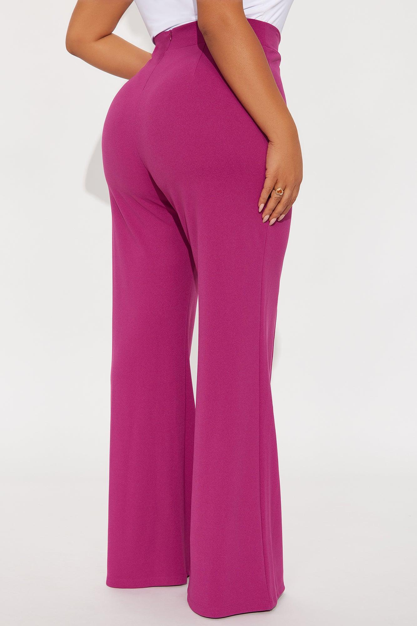 Victoria High Waisted Dress Pants - Raspberry Product Image