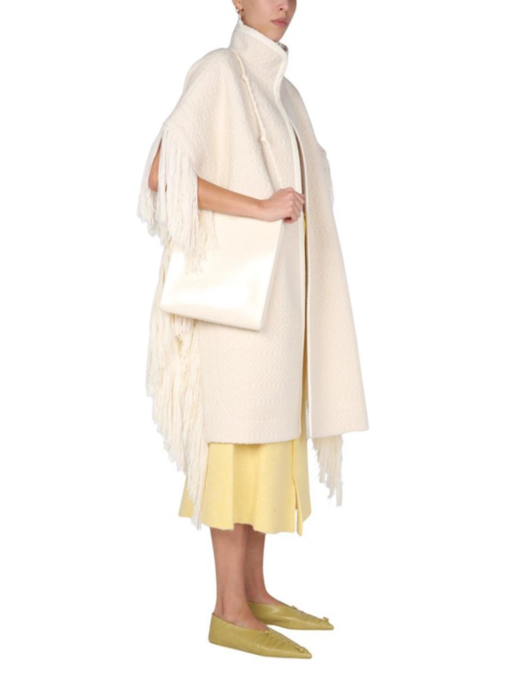 JIL SANDER Jacquard Cape In White Product Image