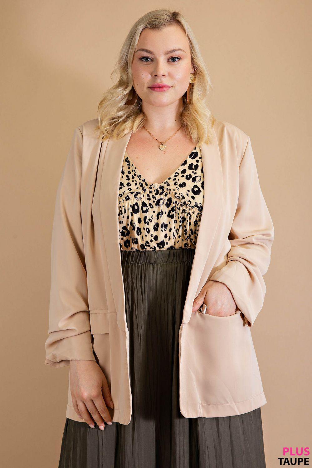 5524   Traci Ruched Sleeve Lined Blazer - Reg & Plus! Product Image