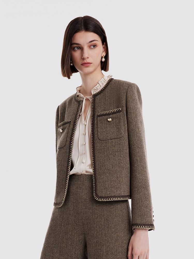 Retro Brown Washable Woolen Jacket Product Image