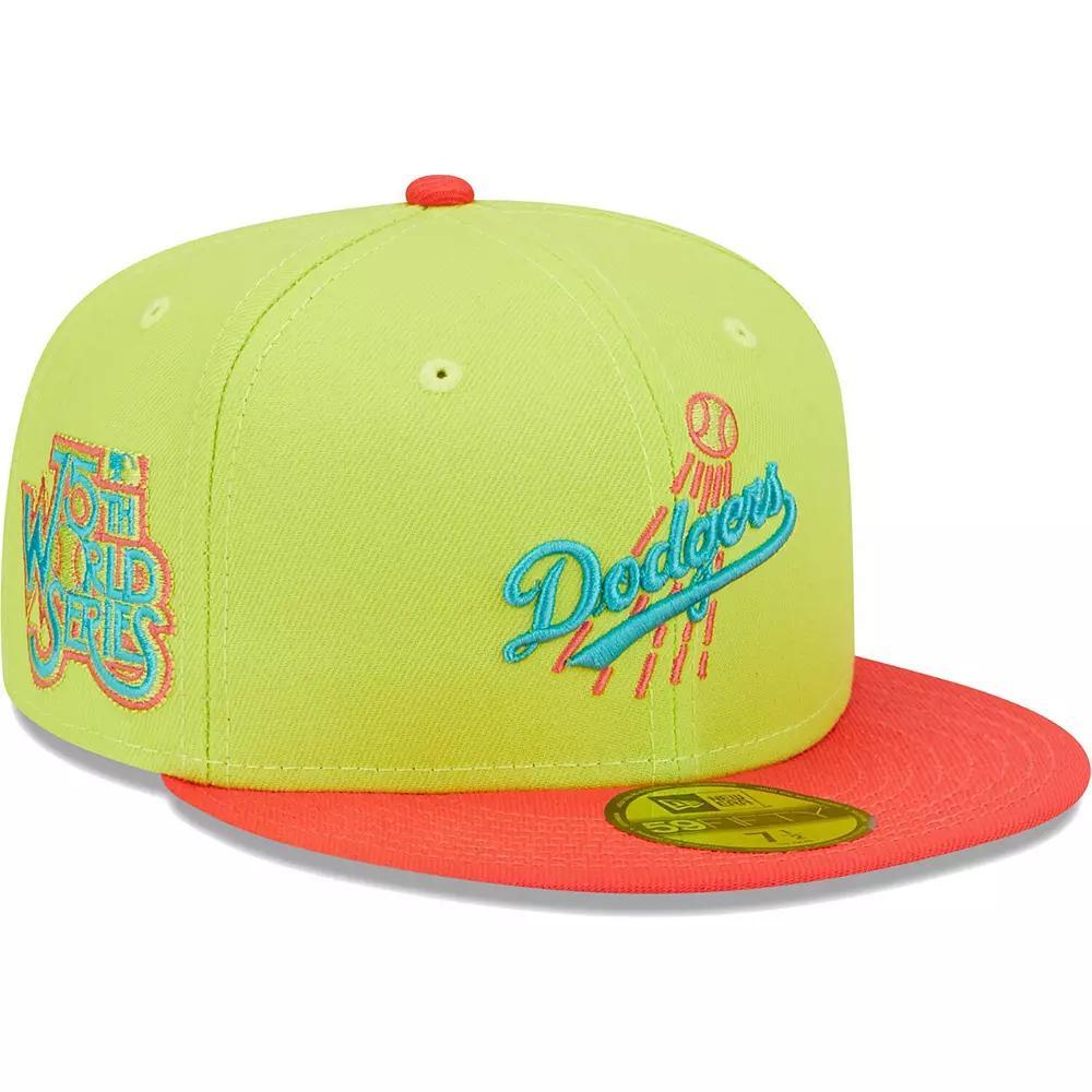 Men's New Era Green/Red Los Angeles Dodgers Cyber Highlighter 59FIFTY Fitted Hat, Size: 7 1/8 Product Image