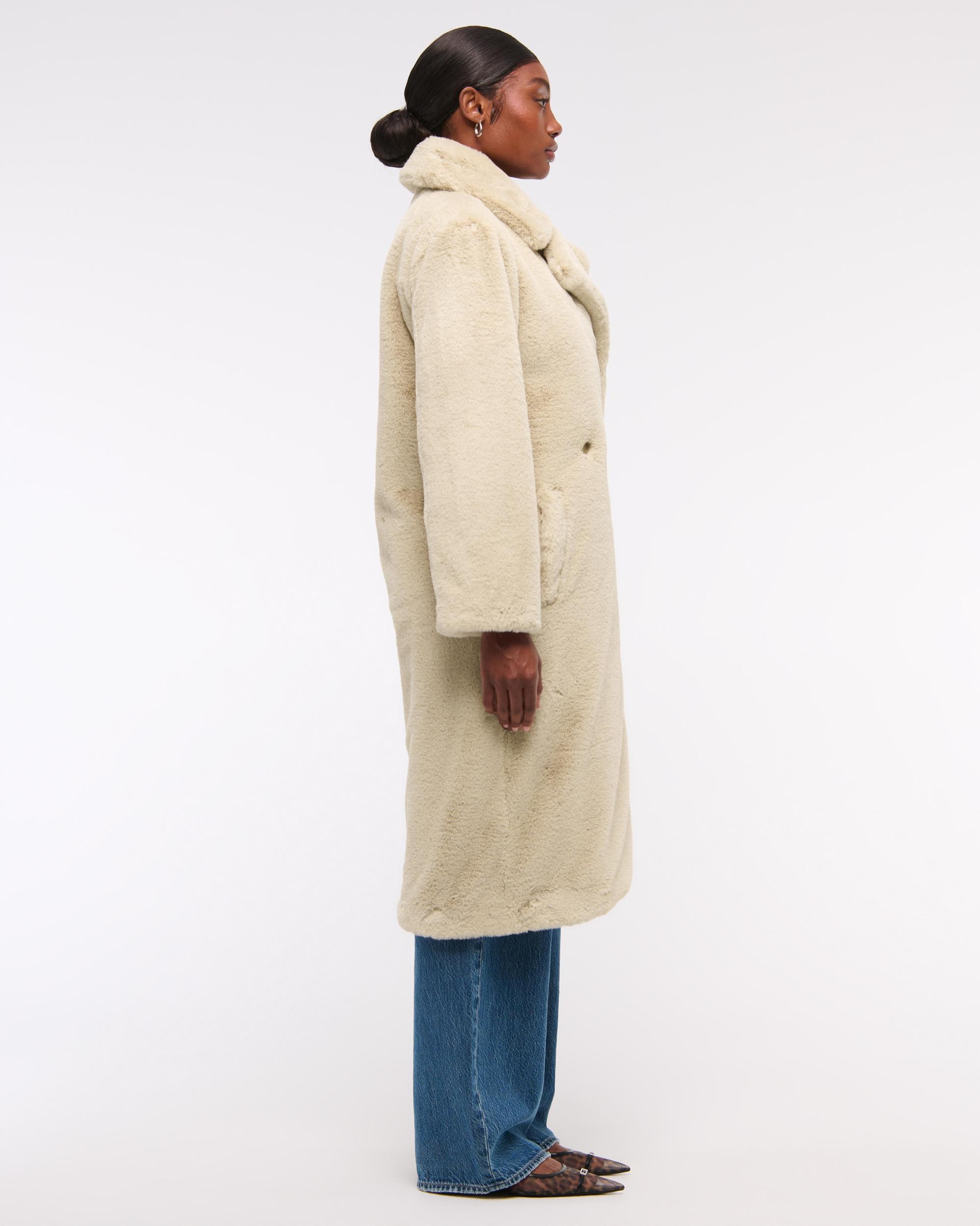 Double-Breasted Faux Fur Coat Product Image