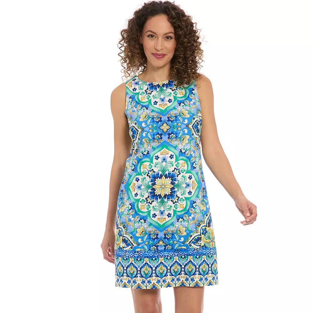 Petite London Times Sleeveless Sateen Shift Mini Dress, Women's, Size: 8 Petite, White Blue Product Image