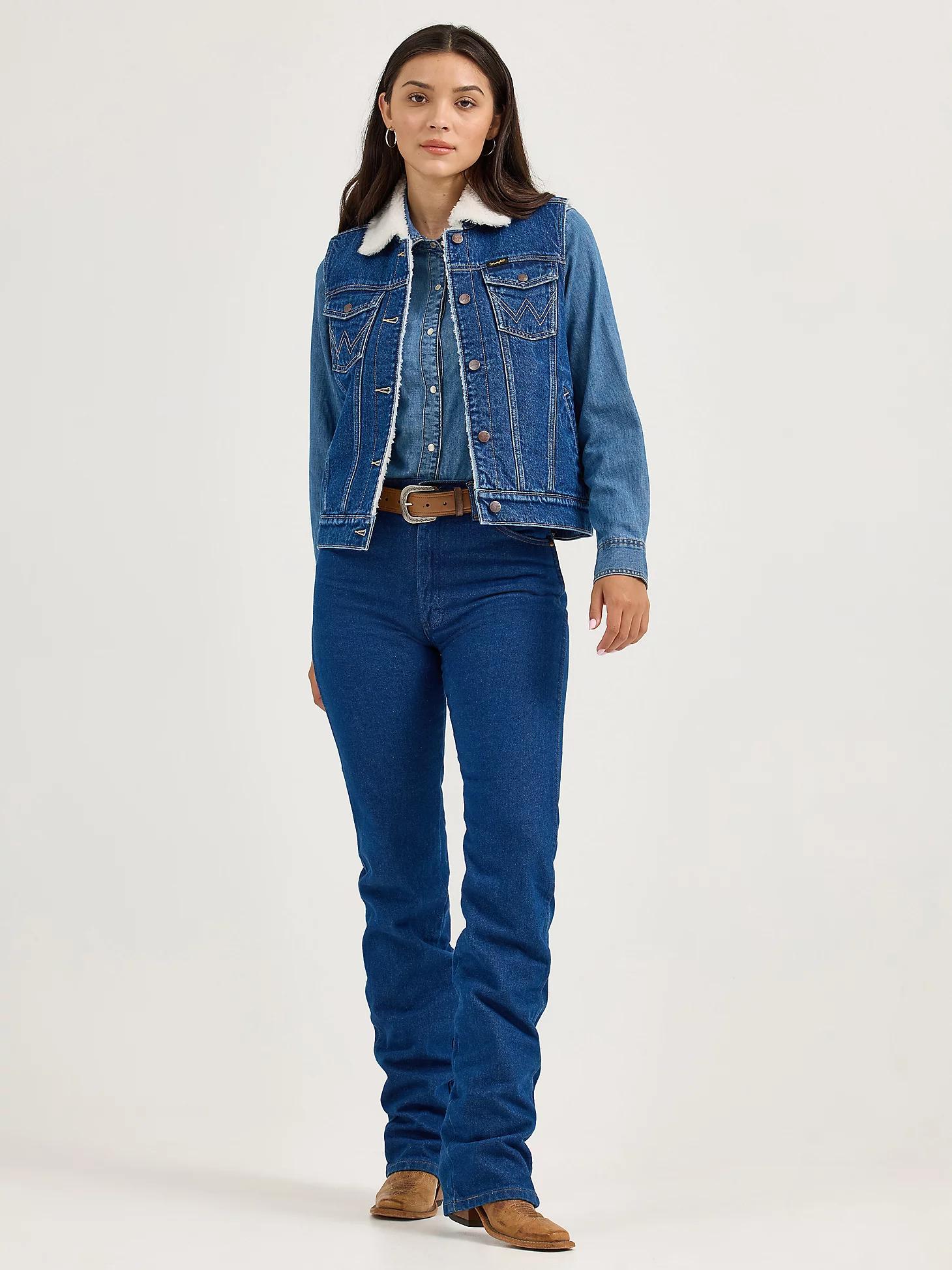Women's Wrangler Sherpa Lined Denim Vest | Women's JACKETS & OUTERWEAR | Wrangler® Product Image