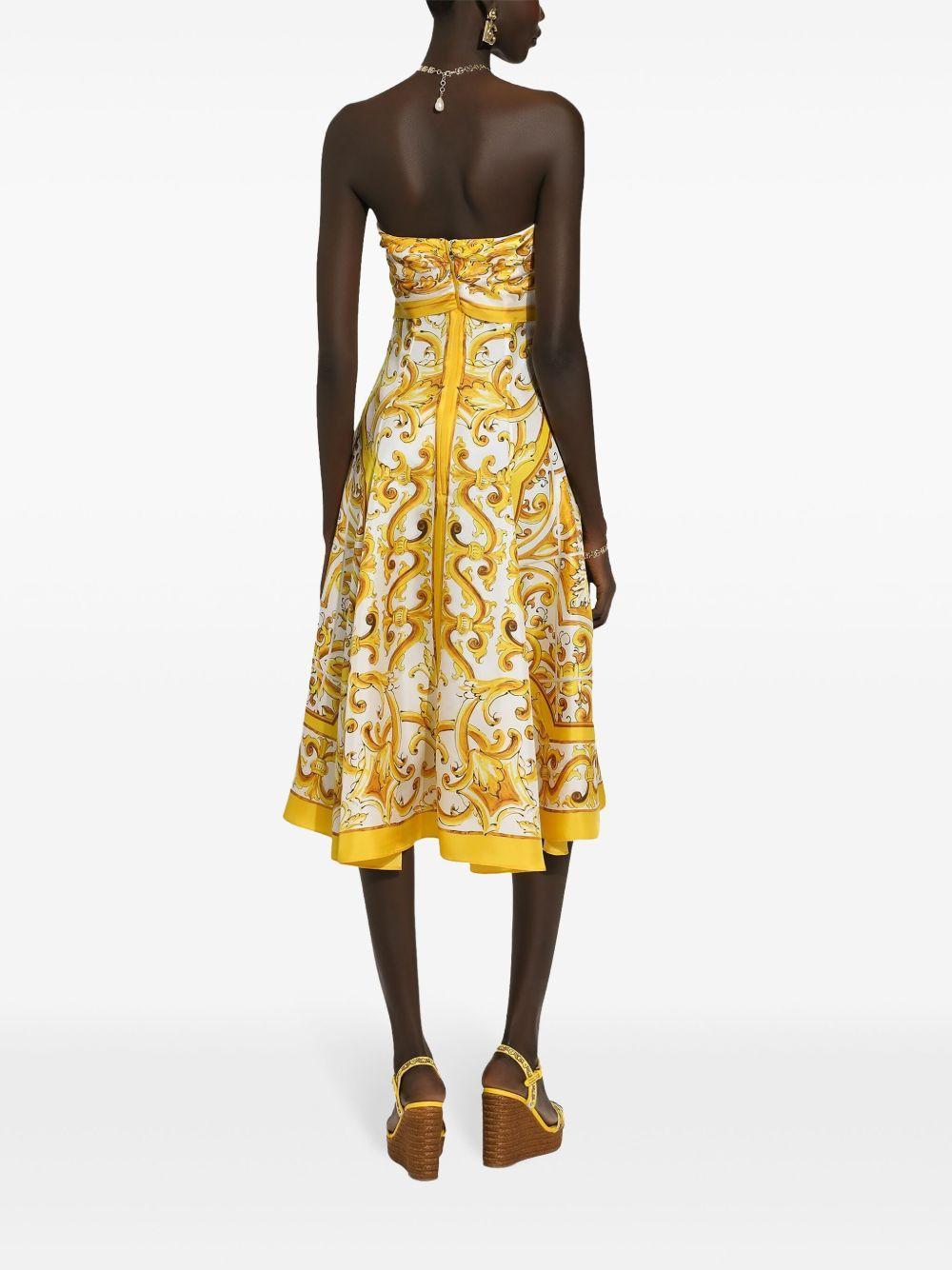 Majolica-print silk midi dress Product Image