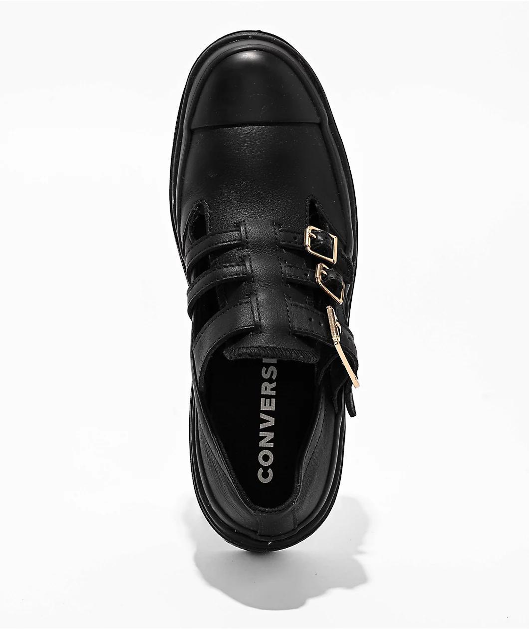 Converse Chuck Taylor All Star Lugged Heel Mary Jane Black & Gold Platform Shoes Product Image