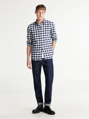 Slim Fit Gingham Brushed Flannel Shirt Product Image