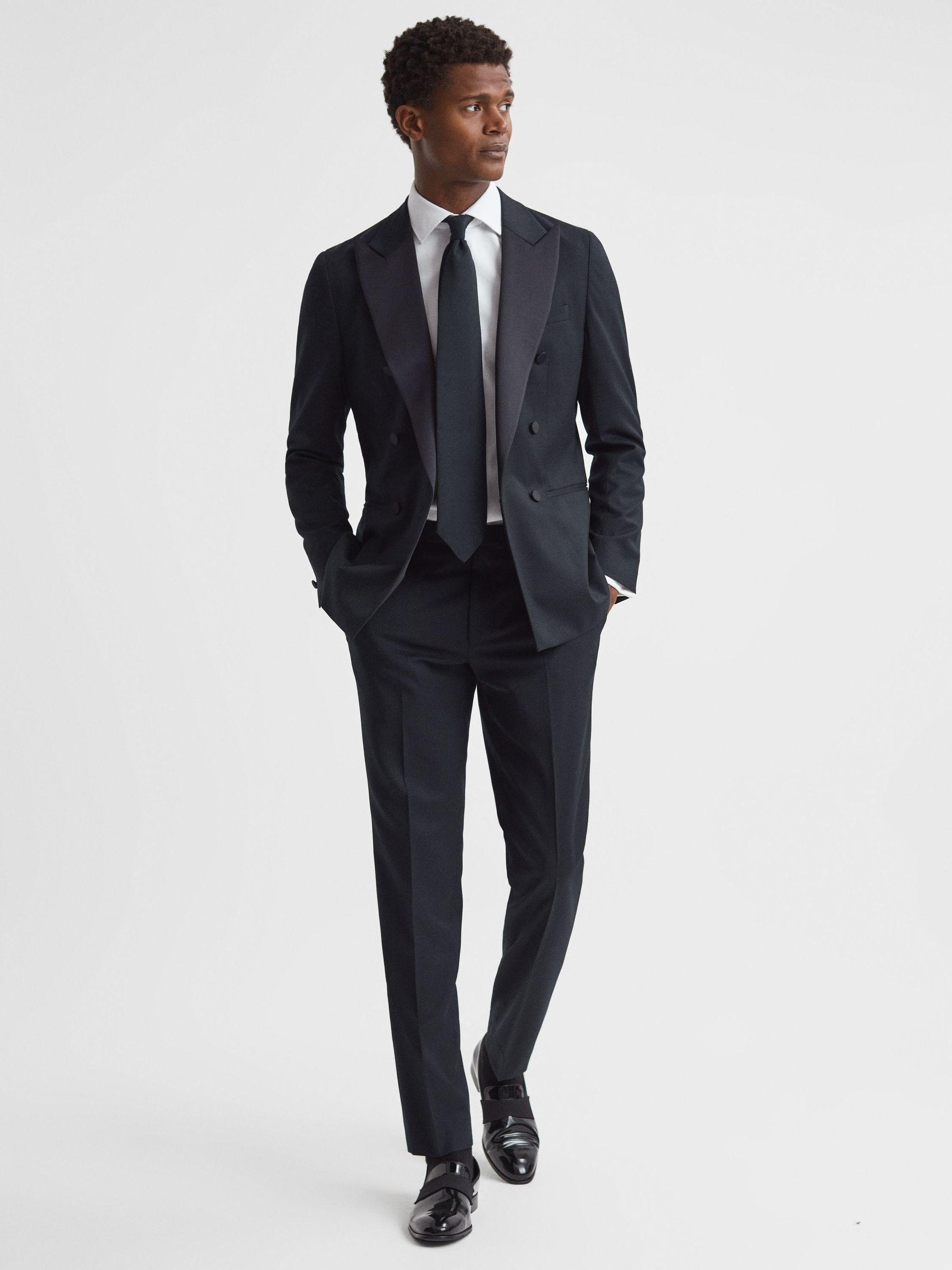 Modern Fit Jacquard Trousers in Navy Product Image