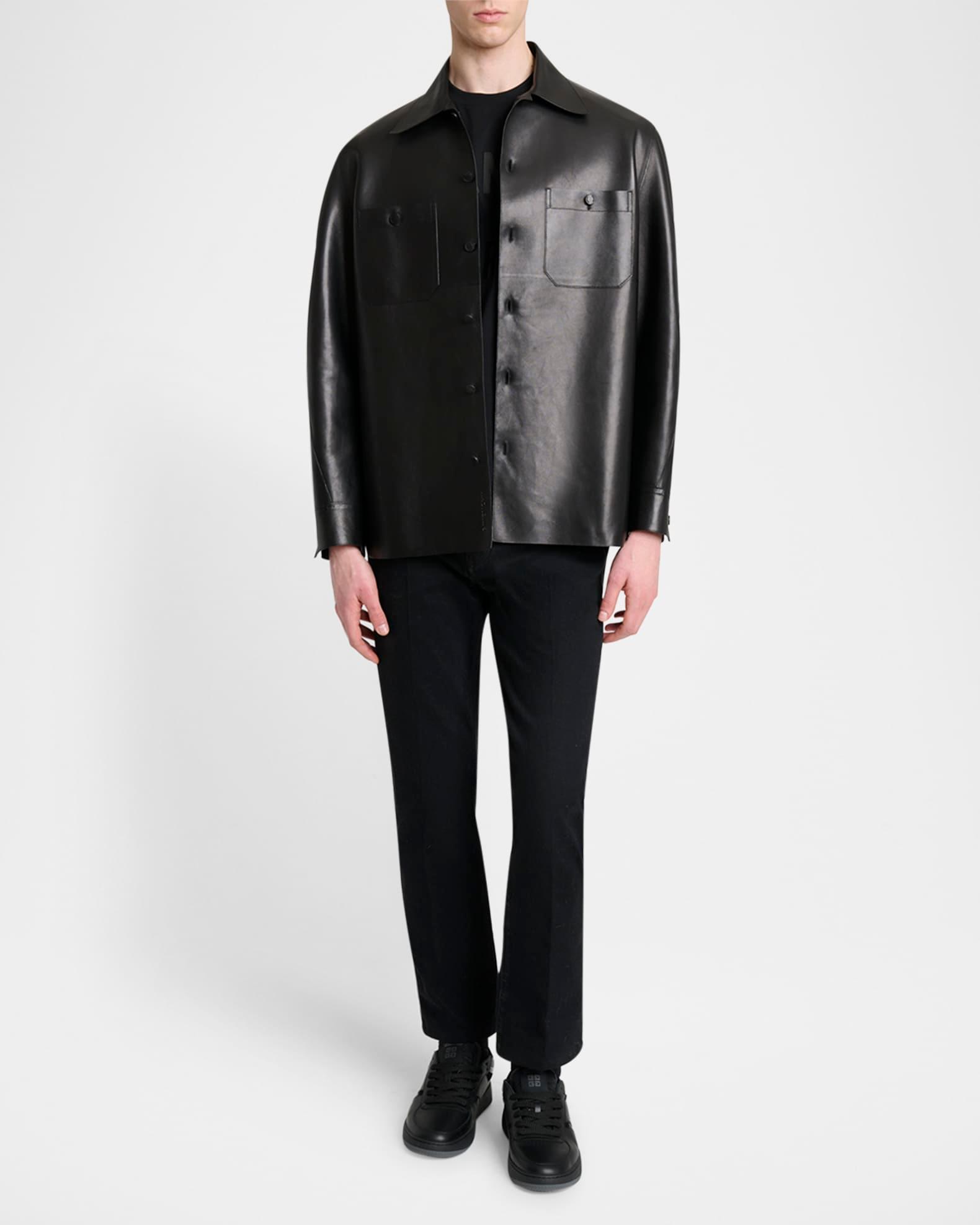 Men's Tonal Leather Overshirt  Product Image