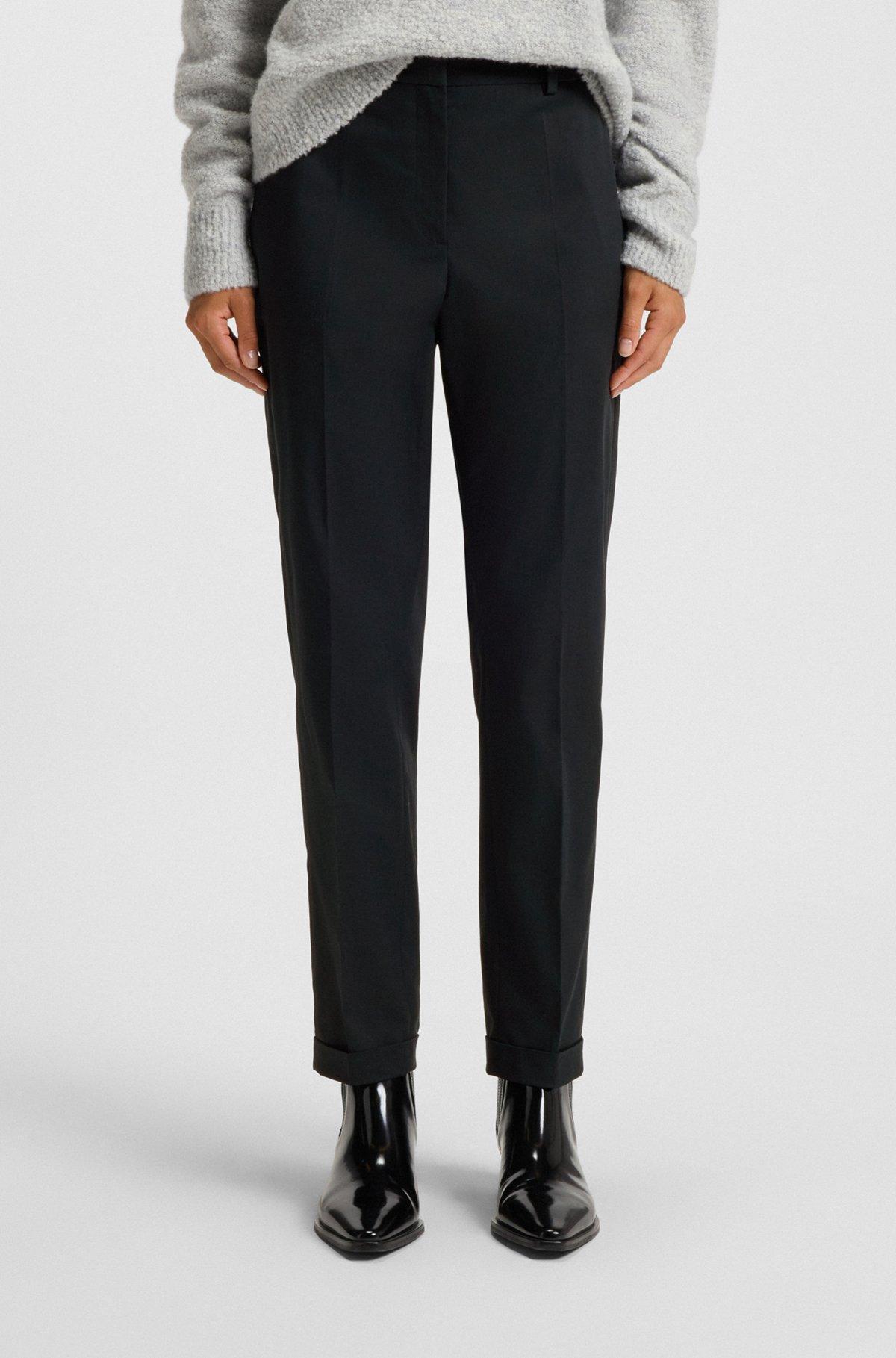 Regular-fit wide-leg trousers in soft flannel Product Image