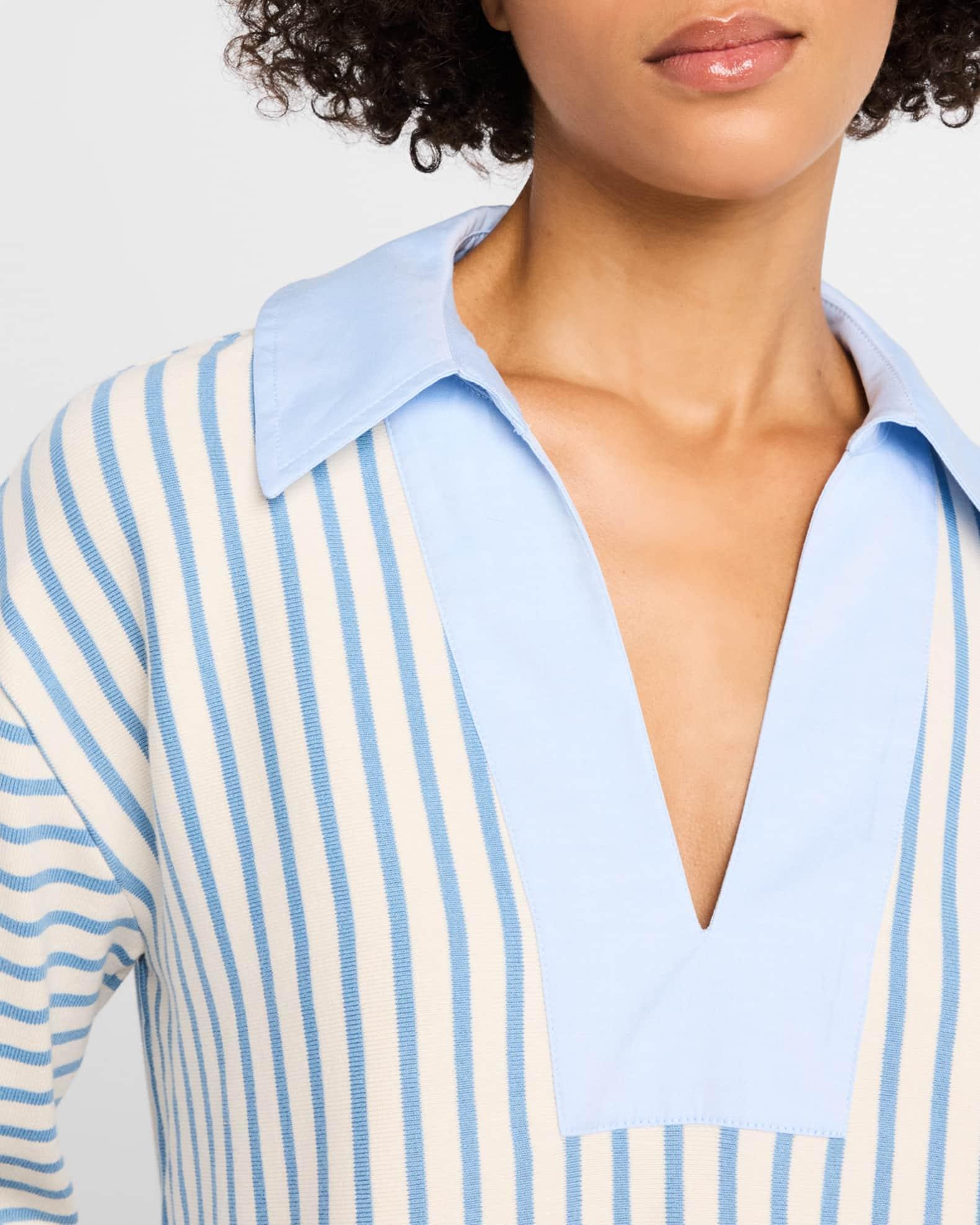 Whitney Rugby Stripe Collared V-Neck Top Product Image