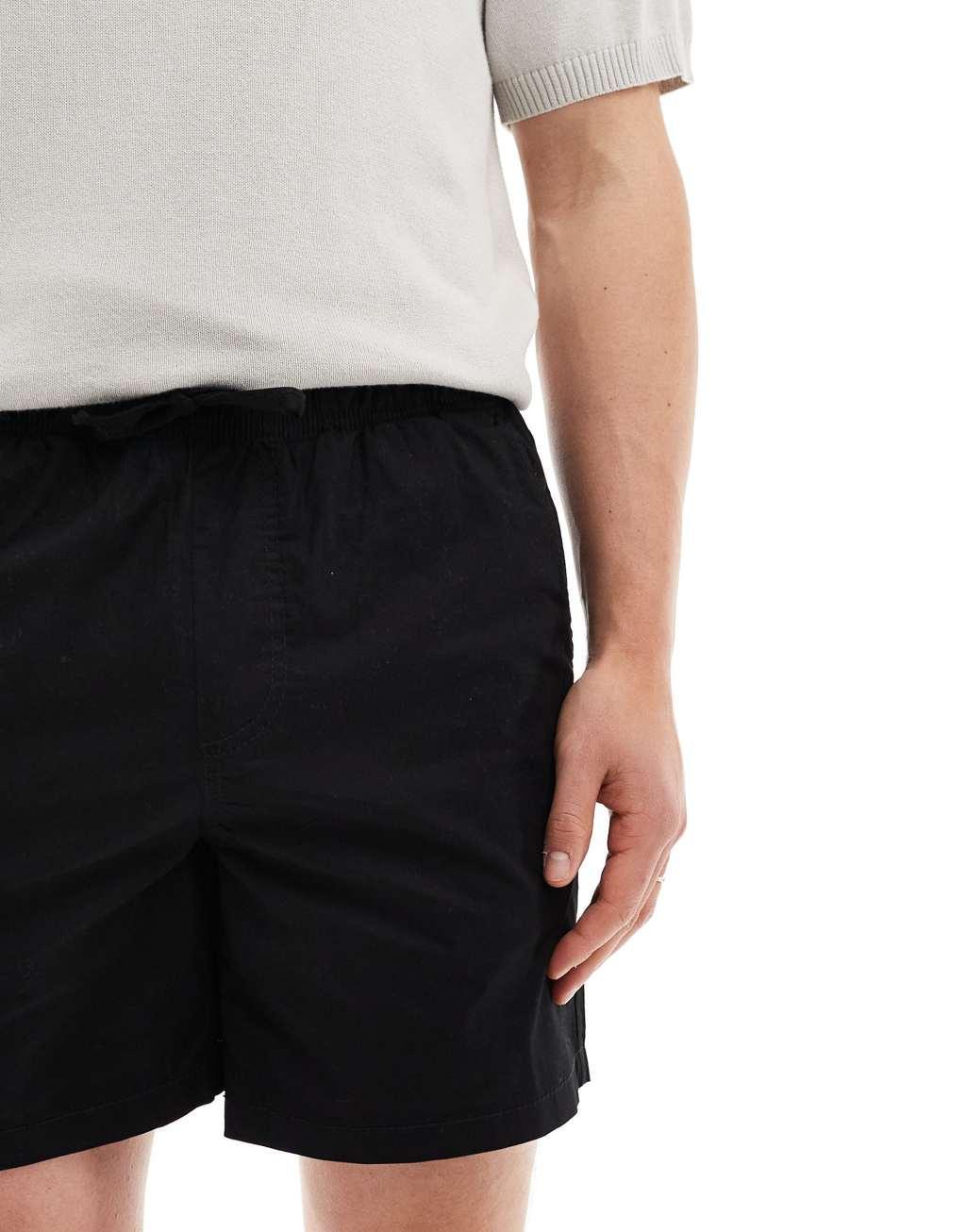 Jack & Jones chino shorts with drawstring waist shorts in black Product Image