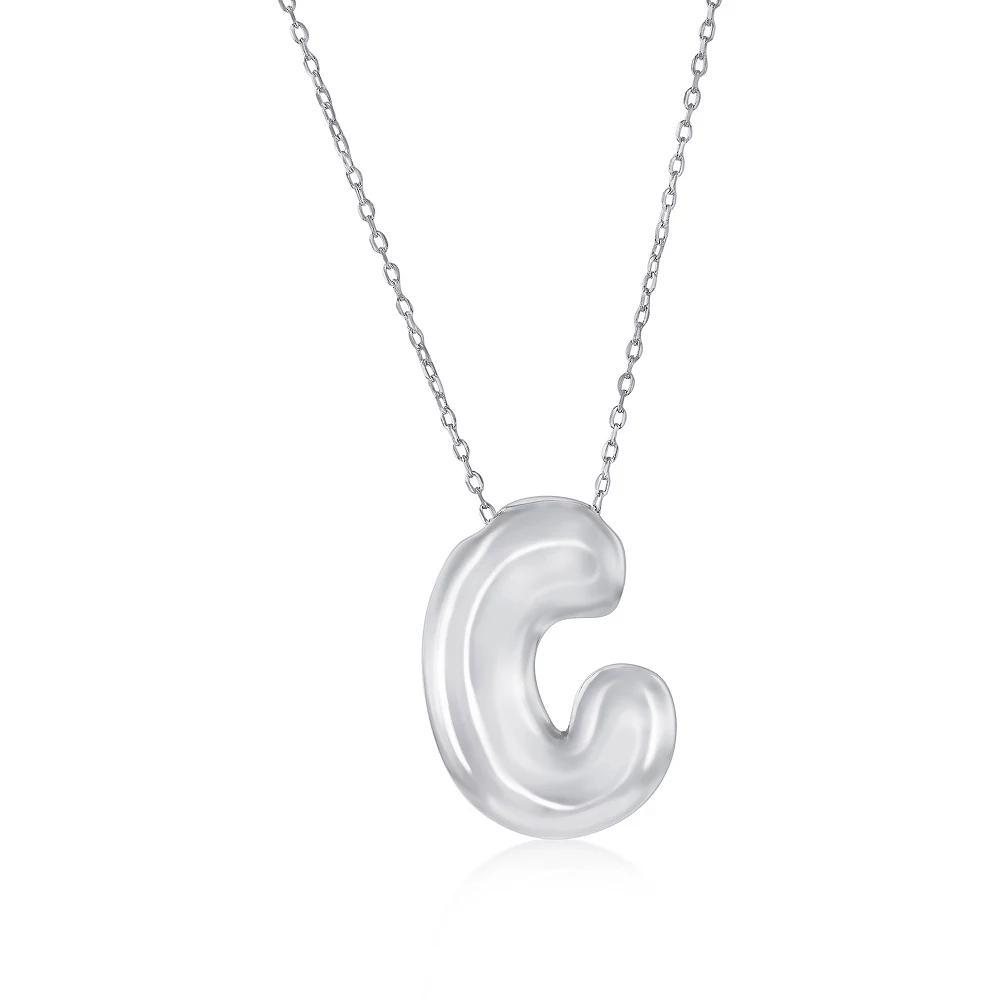Argento Bella Sterling Silver Bubble Initial Necklace, Women's, Size: 16-18" ADJ, Sterling C Product Image