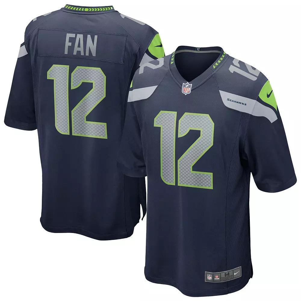 Men's Nike 12s  College Navy Seattle Seahawks Team Game Jersey, Size: Small, Blue Product Image