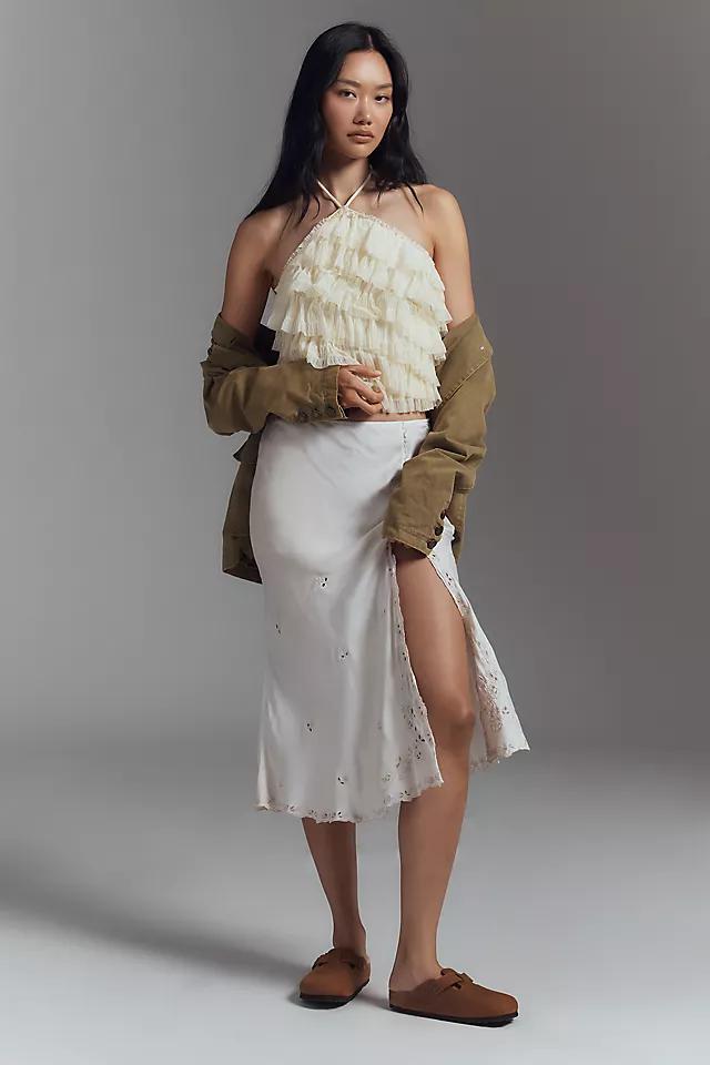 By Anthropologie Strapless Halter Ruffle Blouse Product Image