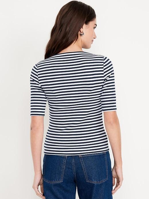 Ribbed Boat-Neck T-Shirt Product Image