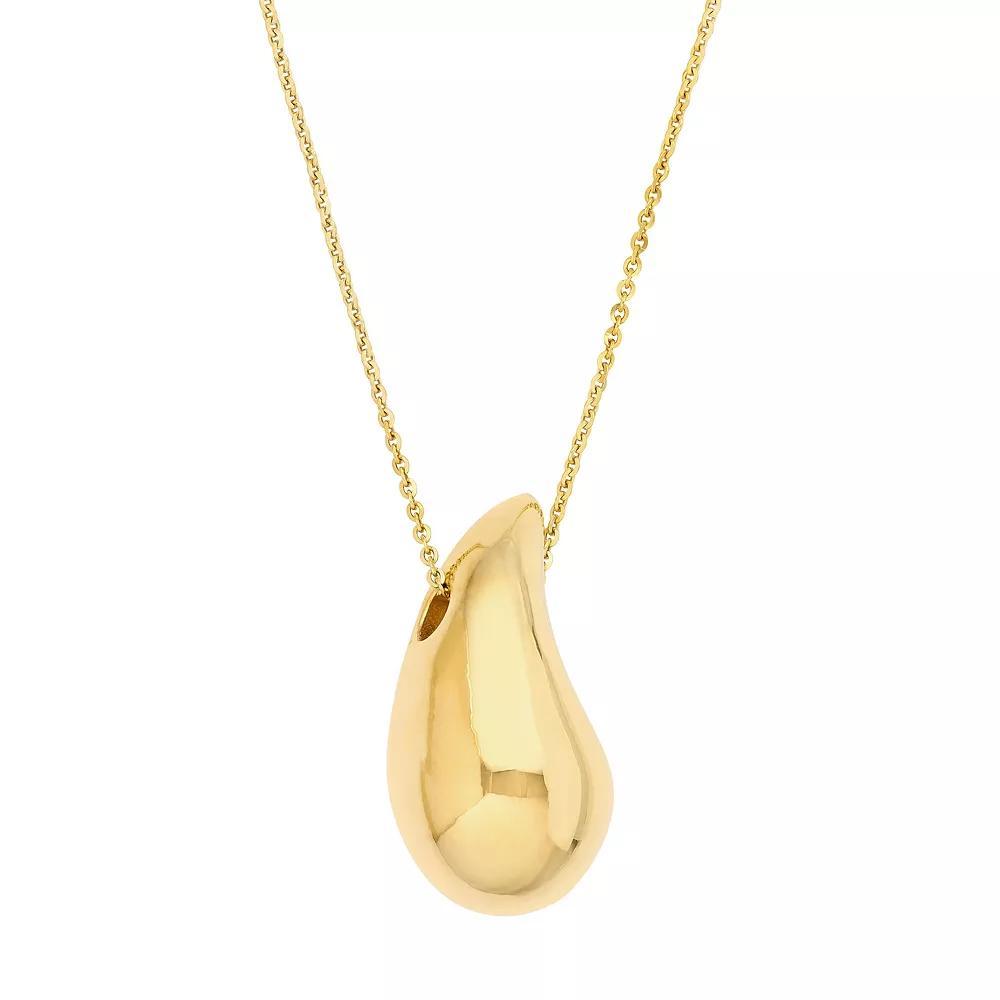 Gold Tone Puffed Teardrop Necklace, Women's, Size: 18", 14k Gold Product Image