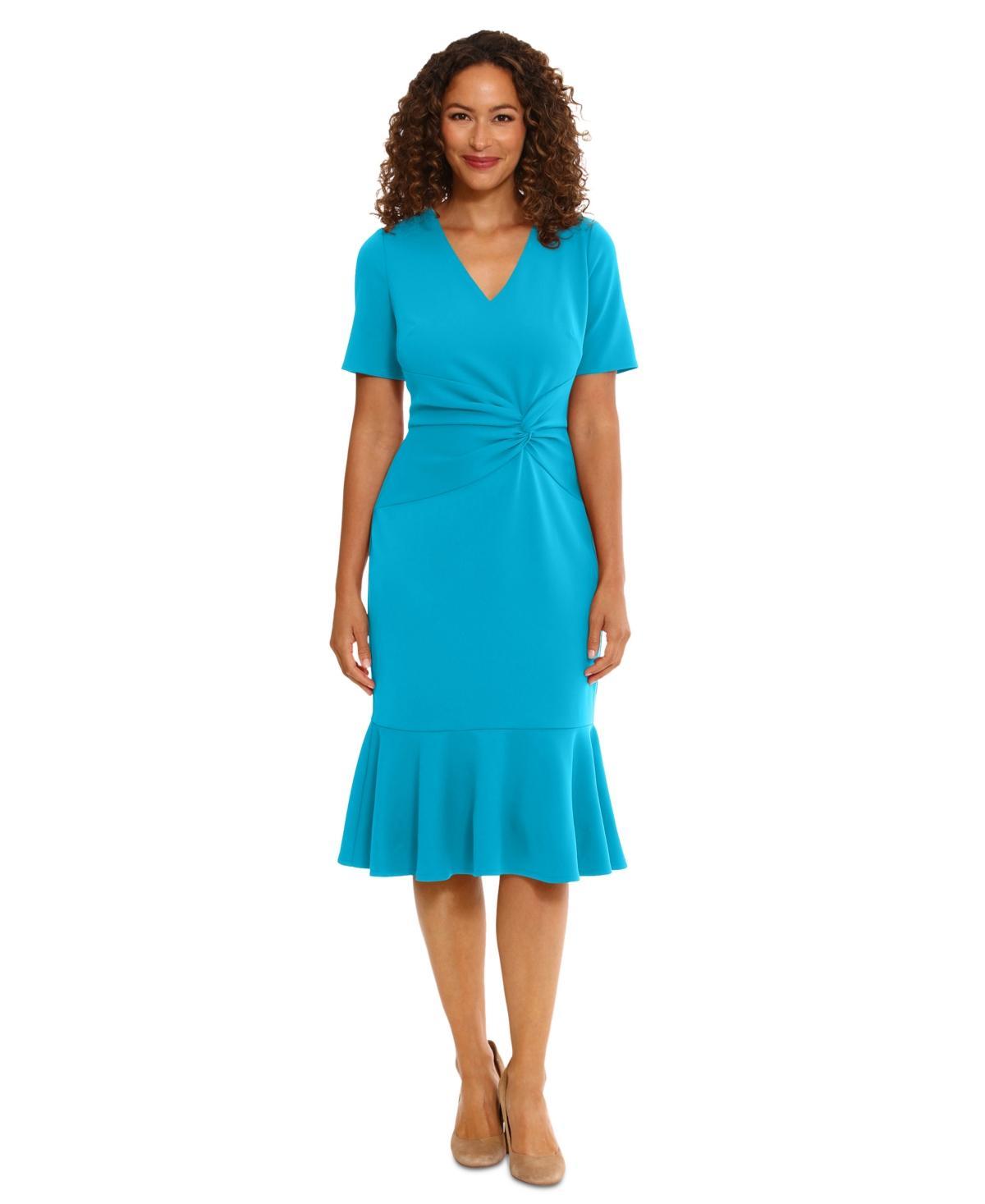 Women's London Times Flounce Midi Twist Dress, Size: 10, Blue Atoll Product Image