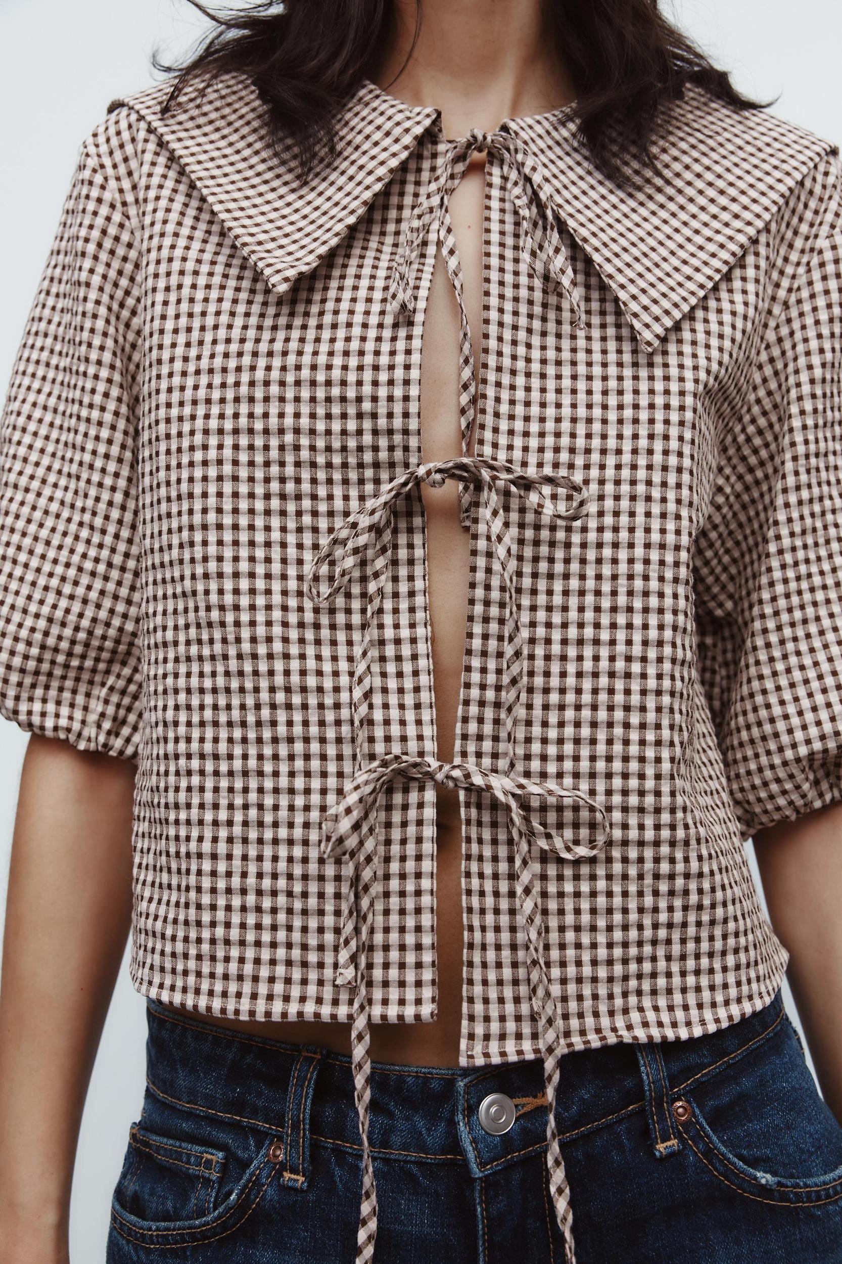 BIB COLLAR GINGHAM SHIRT Product Image