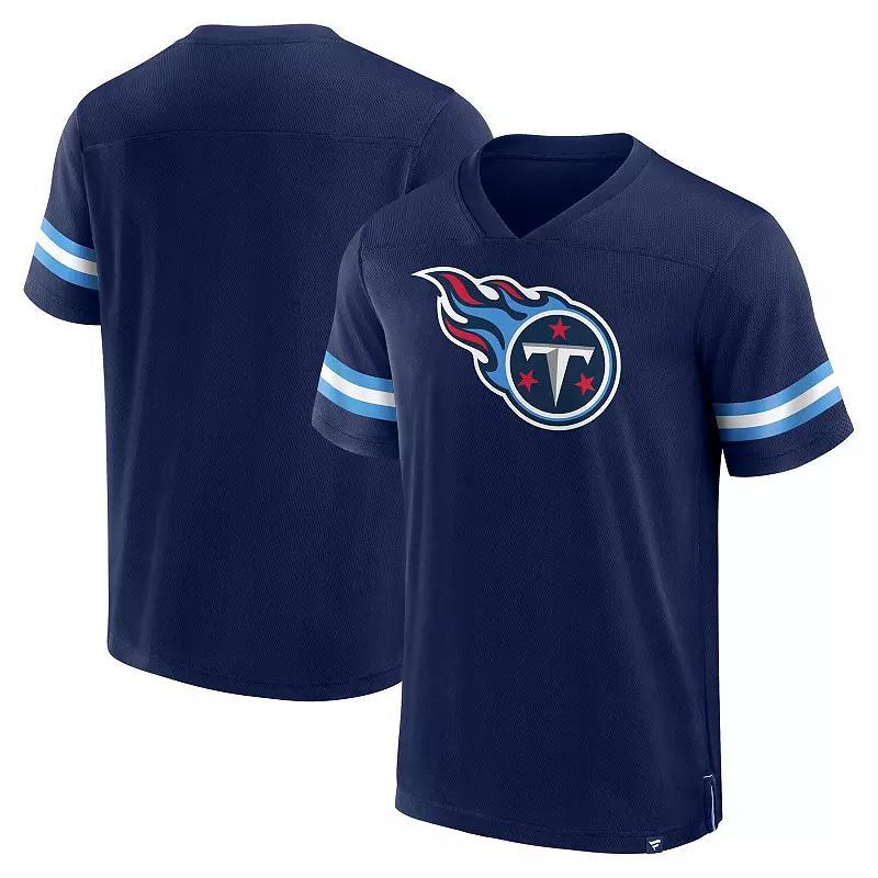 Men's Fanatics Branded  Navy Tennessee Titans Jersey Tackle V-Neck T-Shirt, Size: Medium, Blue Product Image