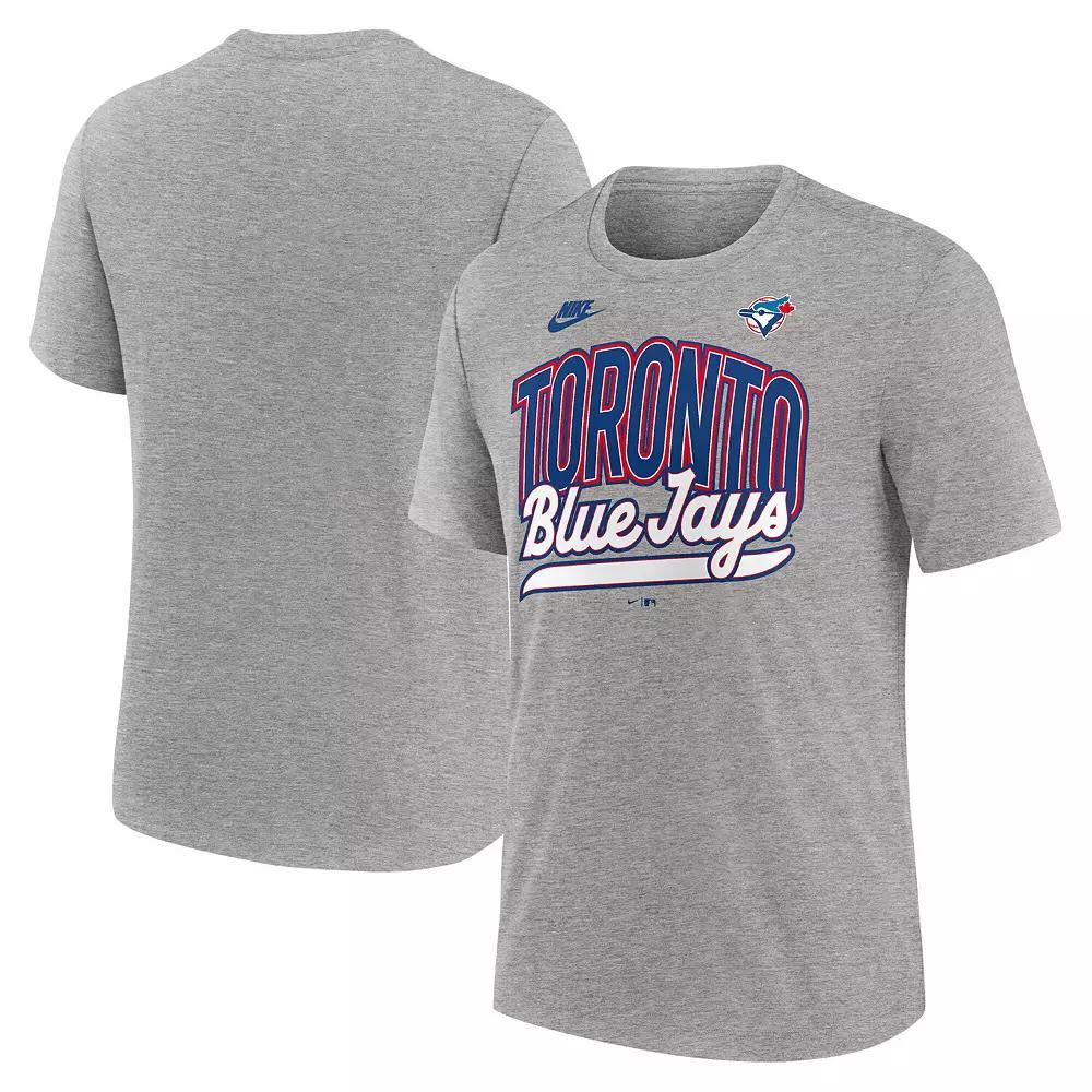 Men's Nike Heather Gray Toronto Blue Jays Cooperstown Collection Retro Tri-Blend T-Shirt, Size: 2XL, Jay Grey Product Image