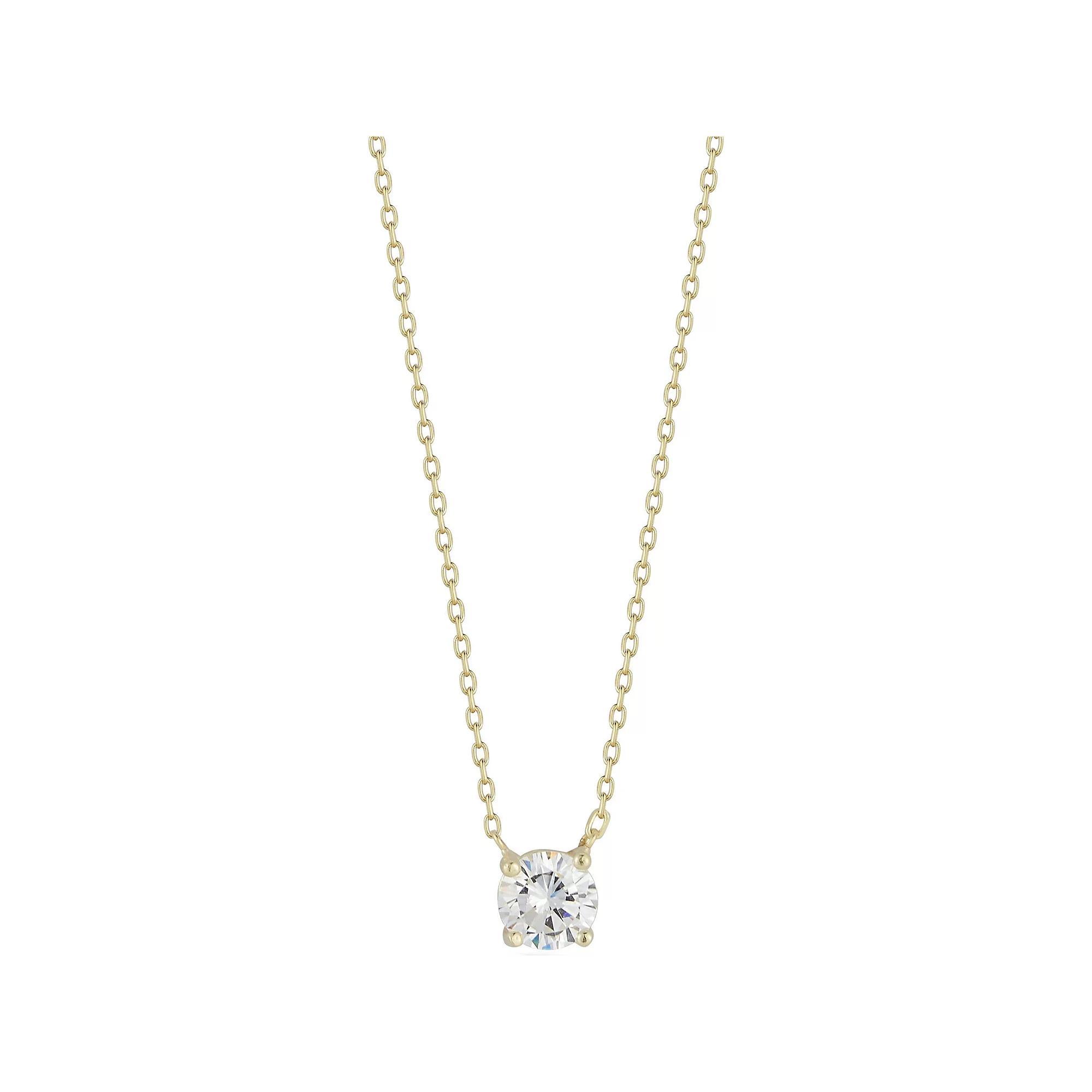 Sunkissed Sterling Cubic Zirconia Solitaire Necklace, Women's, Size: 18", Gold Tone Product Image